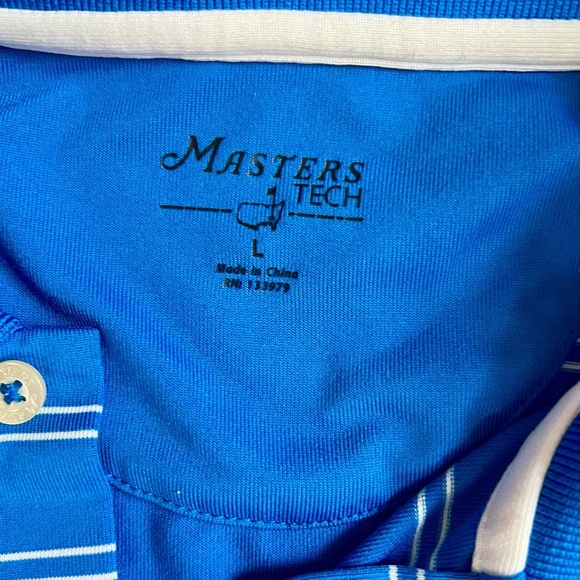 Masters Tech Blue Stripe Golf Polo Shirt Men’s Large Augusta National Logo EUC - Picture 3 of 4